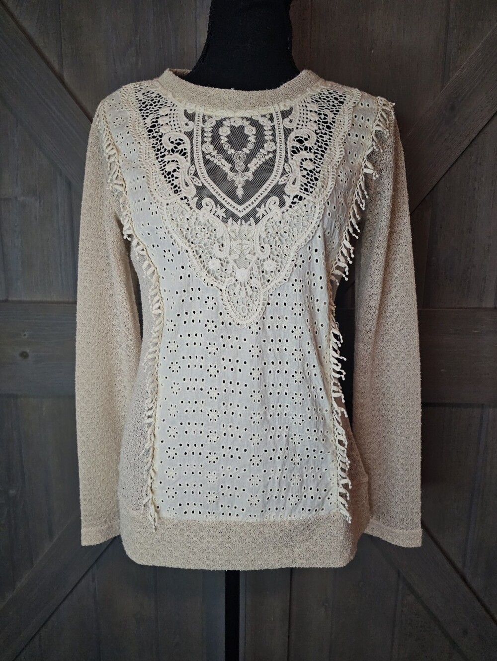 A'reve Boho Long Sleeve Top sz Small